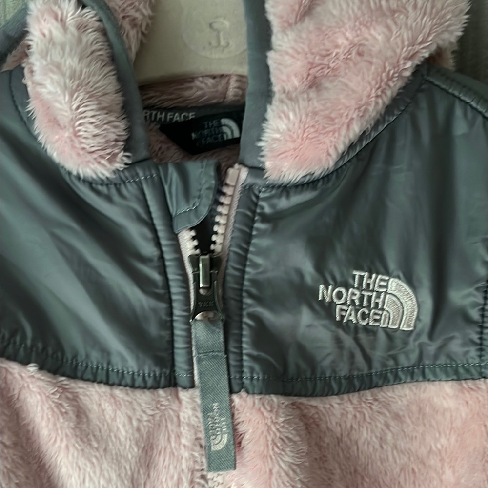 The North Face Pink and Gray Hooded Fleece